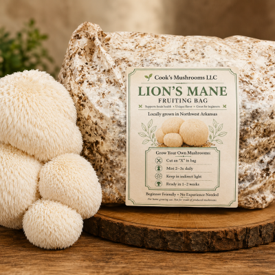 lions mane fruiting bag product label