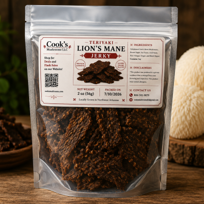 lions mane jerky product label